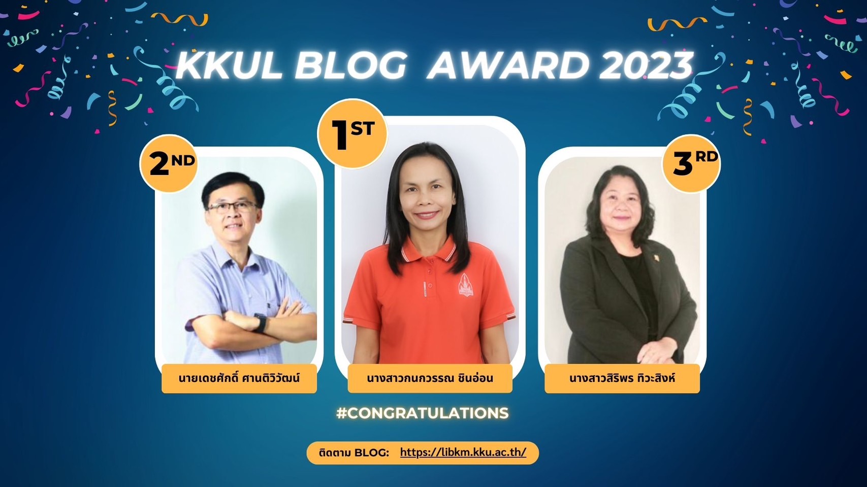 คณะกรรมการจัดการความรู้และนวัตกรรม ขอแสดงความยินดีกับผู้ได้รับรางวัลในโครงการ KKUL BLOG AWARD 2023