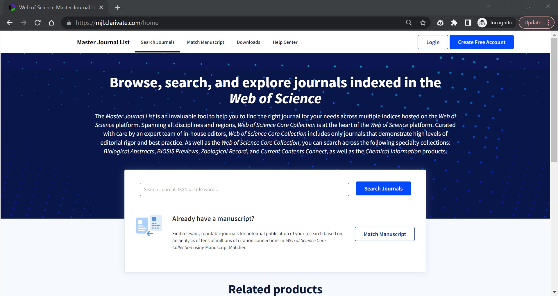 (Blog) วิธีการตรวจสอบรายชื่อวารสารว่ามีอยู่ในฐานข้อมูล Web of Science หรือไม่ด้วย Web of Science Master Journal List